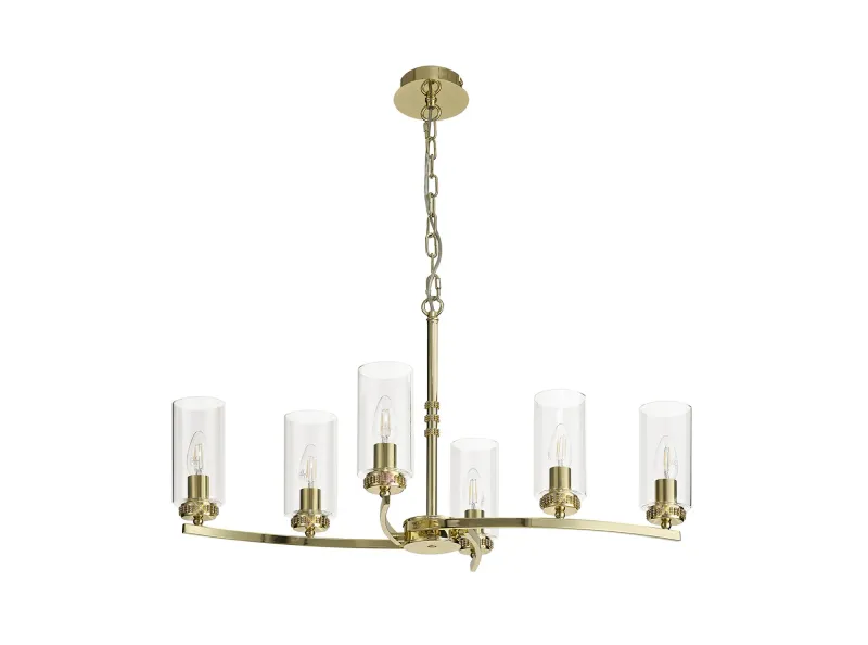 AFRITZ Pendel- oder Deckenleuchte linear, 6 x E14, Poliertes Gold