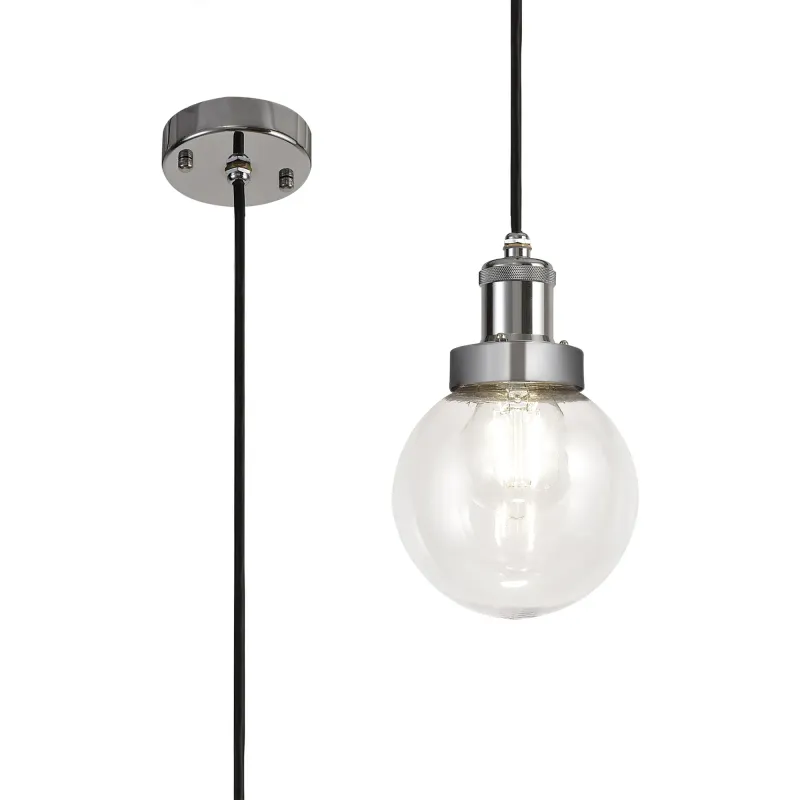 WELS 15cm Außenpendelleuchte IP65, 1 x E27, Titanium Silber / Chrome