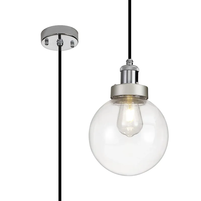 WELS 20cm Außenpendelleuchte IP65, 1 x E27, Titanium Silber / Chrome