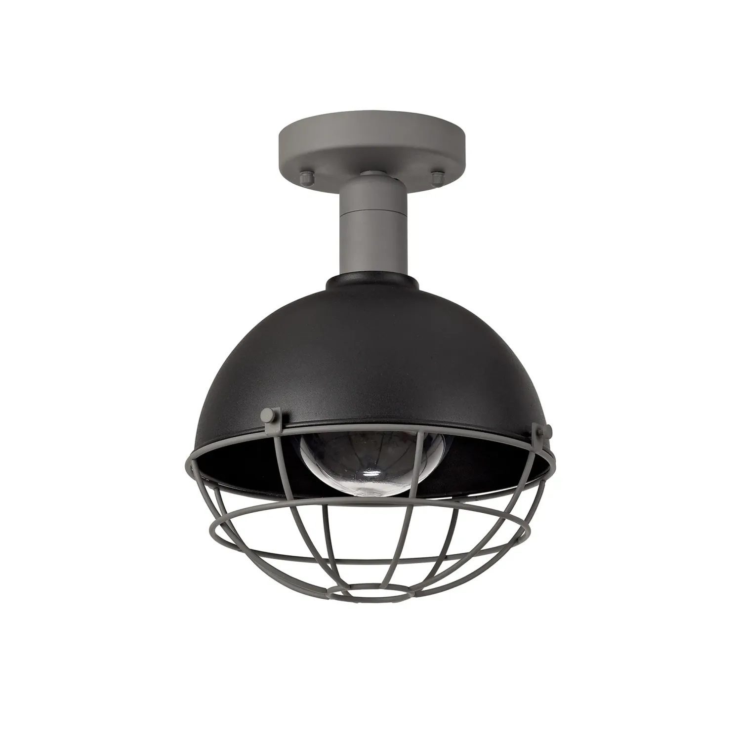 DROSS Außendeckenleuchte IP65, 1 x E27, Schwarz matt / Grau