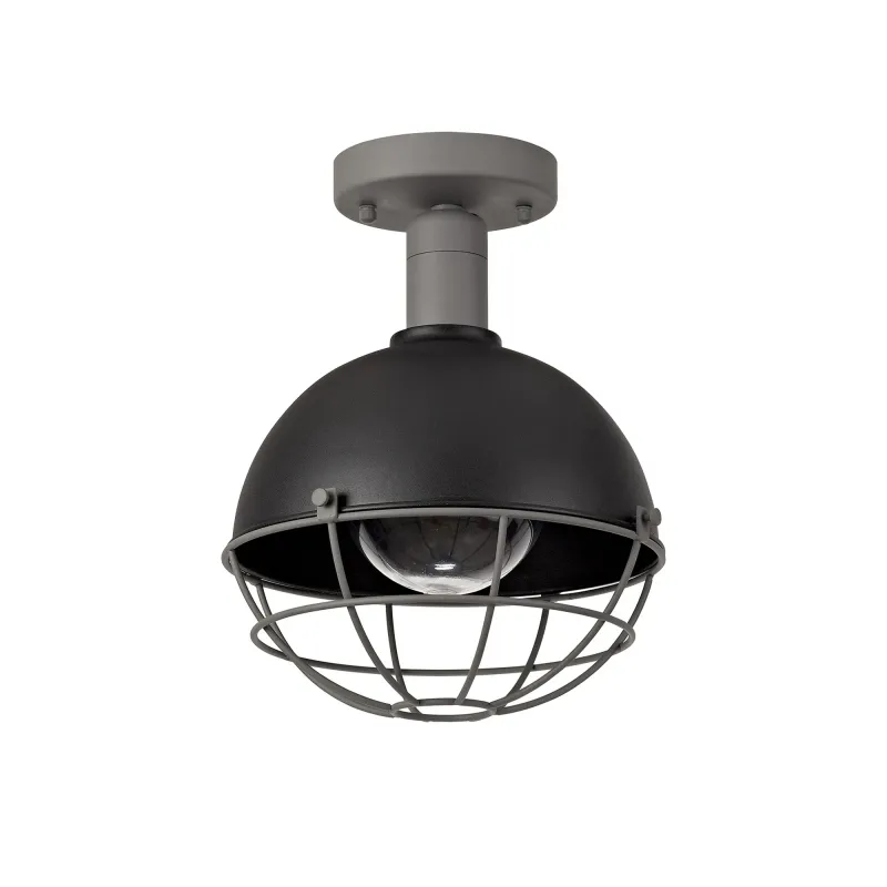 DROSS Außendeckenleuchte IP65, 1 x E27, Schwarz matt / Grau