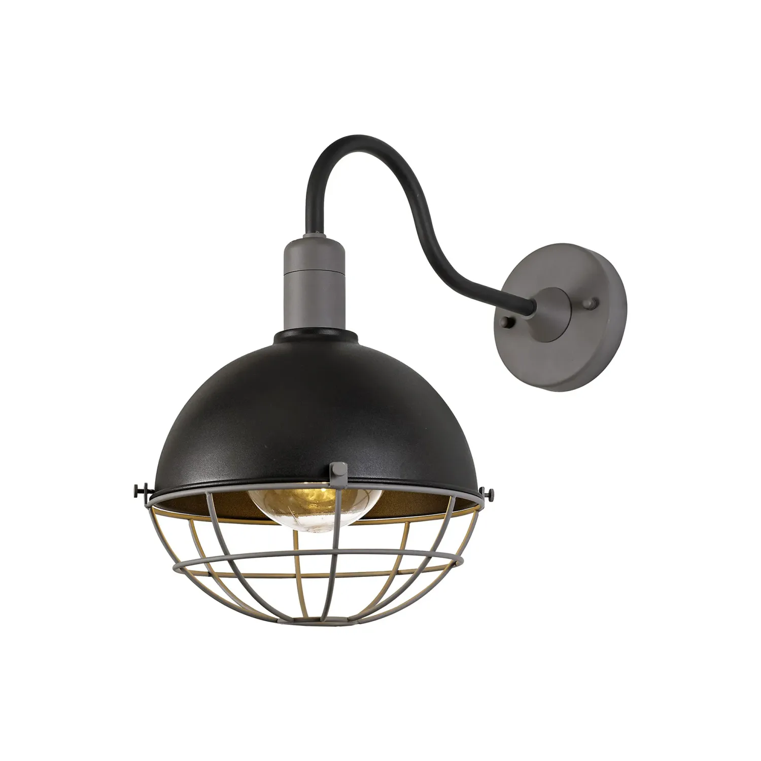 DROSS Außenwandleuchte IP65, 1 x E27, Schwarz matt / Grau