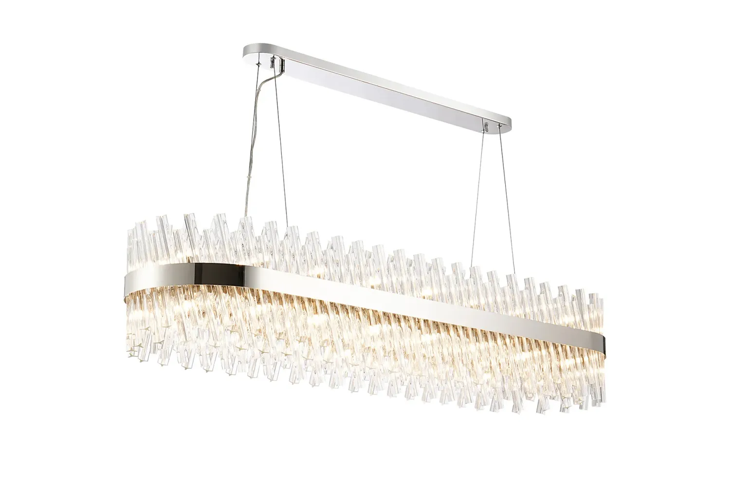 BRAUNAU Pendelleuchte Linear, 36 x G9, Nickel poliert / Klares Glas