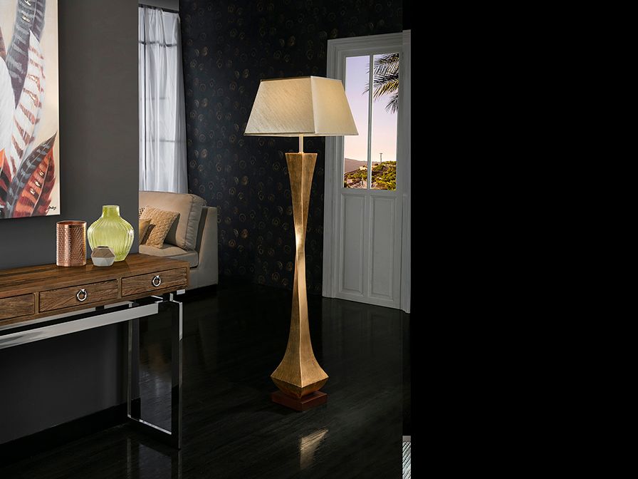 DECO Stehleuchte 1x E27 10W LED, 900lm, Gold gebürstet