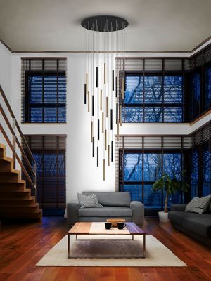 VARAS Pendelleuchte 25 LED, Gold / Schwarz, DIMMBAR