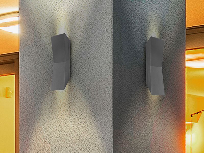 KEOPS Außenwandleuchte IP65, 6W LED, 3000K, 279lm, Dunkelgrau
