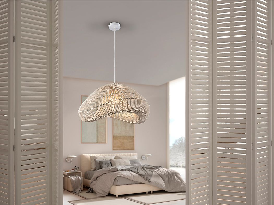 SABAH Pendelleuchte 1 x E27 LED, 870lm, Metall / Weißer Rattan