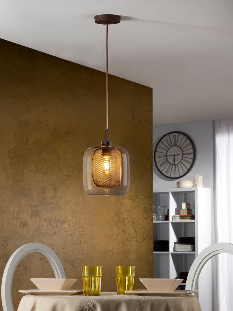 FOX Pendelleuchte 1 x 8W E27 LED, Schoko / Glas