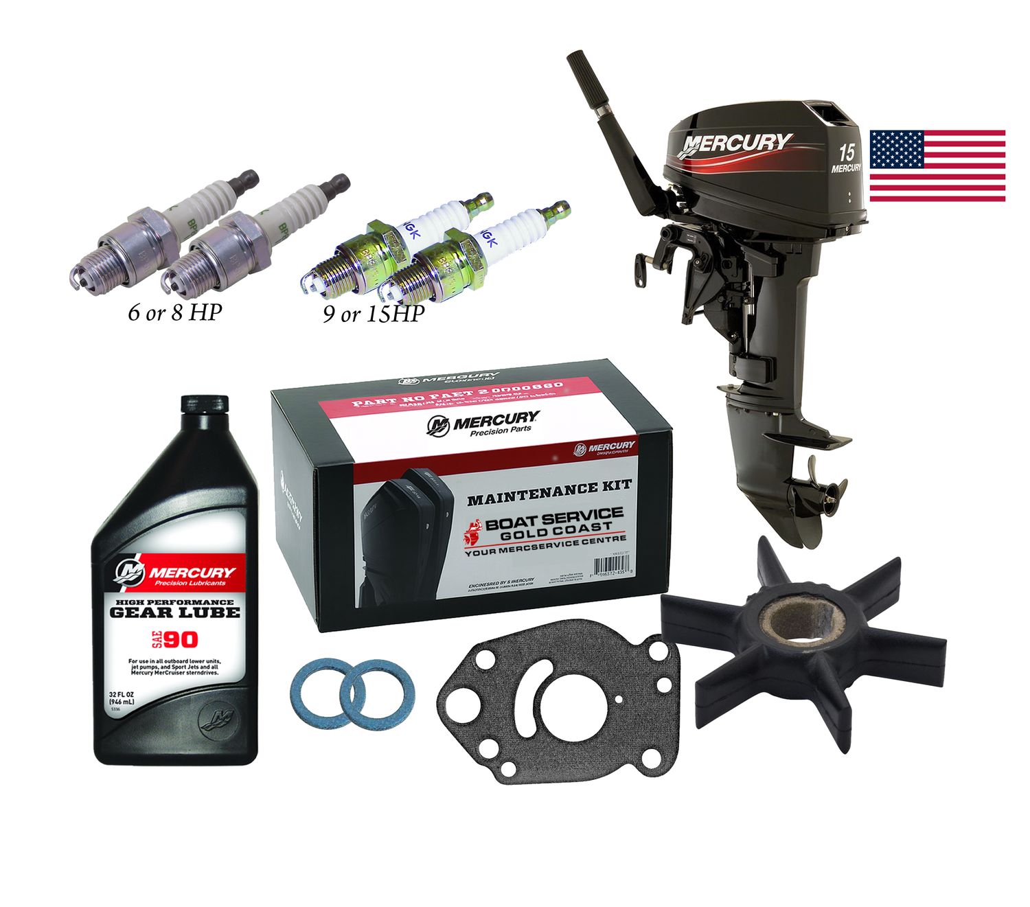 Mercury 6, 8, 9, 15HP 2 Stroke Service Kit (USA)