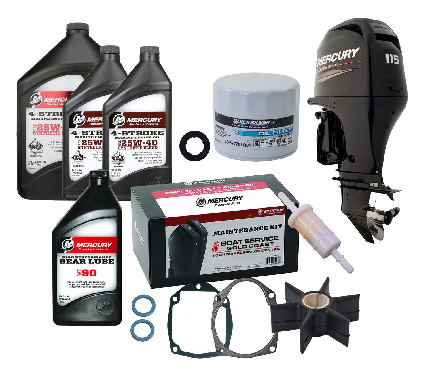 Mercury 75, 80, 90, 100, 115 HP 1.7L EFI 4 Stroke Service Kit