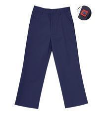 St. Catherine - Boys Pants: Flat Front with Pockets, Back Welt Pockets, Double Knees in Navy and Adjustable Waist (Available only in Navy)