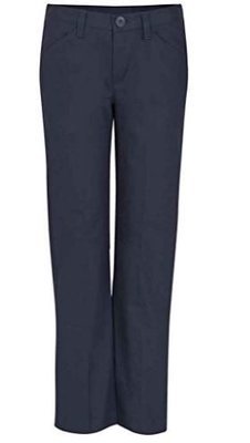 St. Catherine - Girls Pants: Flat Front Straight Leg Pants (Available only in Navy)