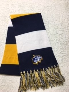 St. Catherine - STA02 Striped Knit Scarf with Wildcat Logo embroidered