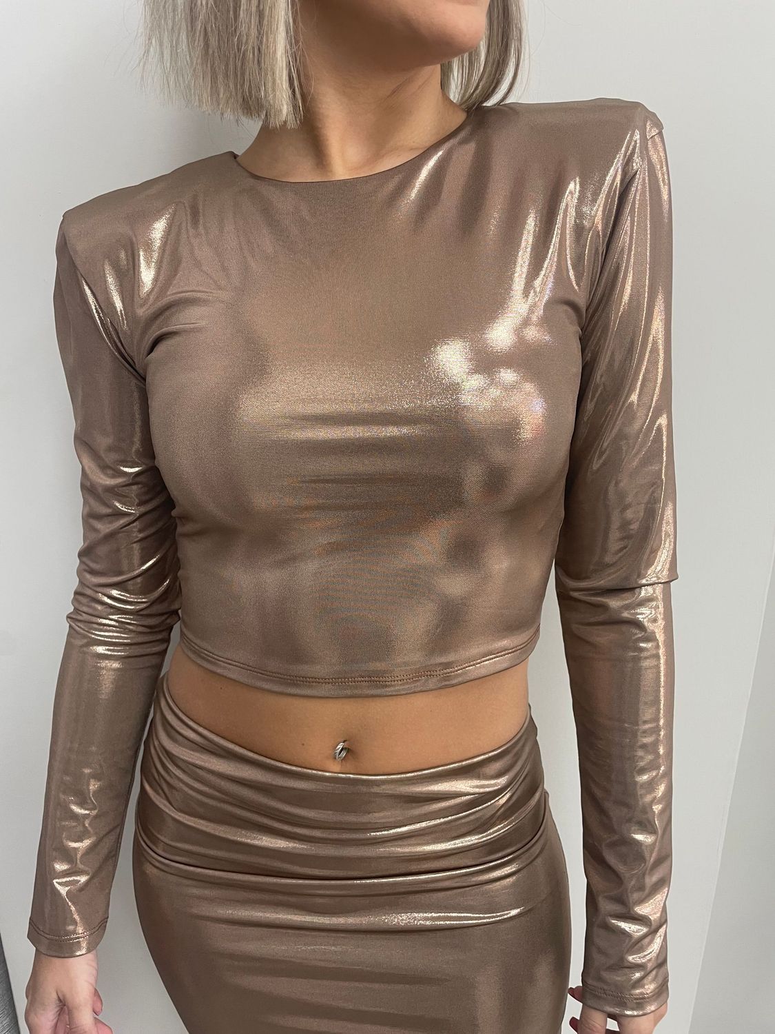 Maglia Cropped Fk metal oro