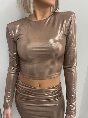 Maglia Cropped Fk metal oro