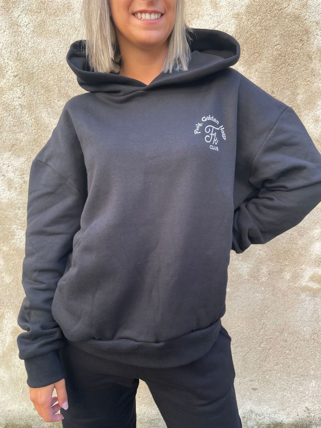 Felpa Fk con cappuccio nero
