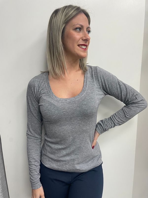 Maglia Kontatto scollo U grigio Maglia Kontatto scollo U grigio
