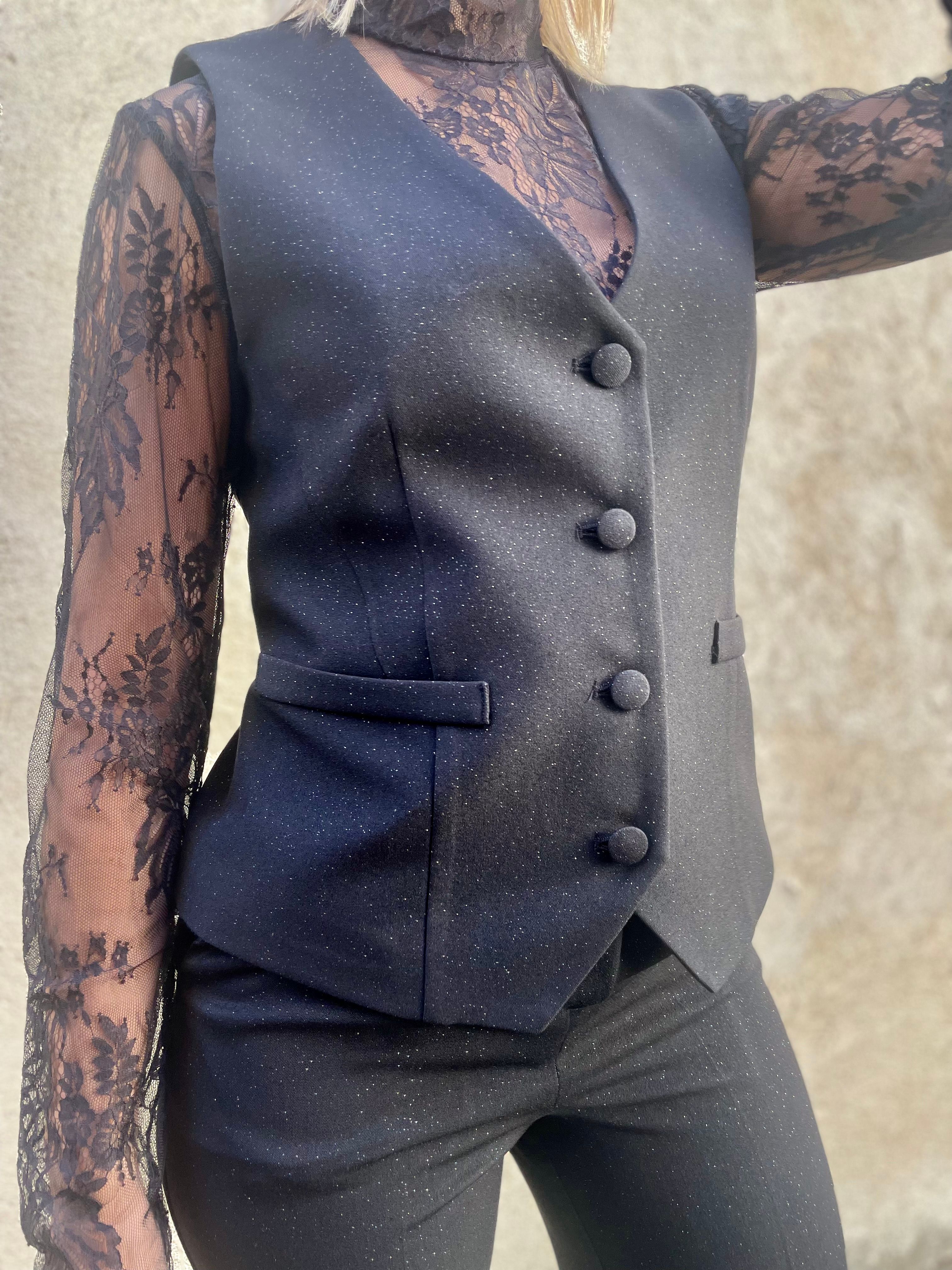 Gilet Kontatto nero con glitter