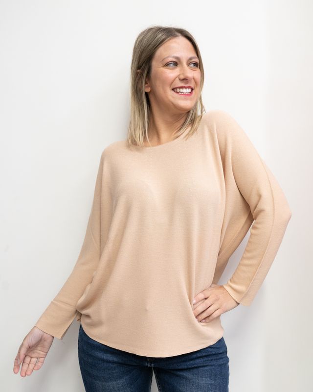 Maglia Kontatto con scollo a cratere beige Maglia Kontatto con scollo a cratere beige