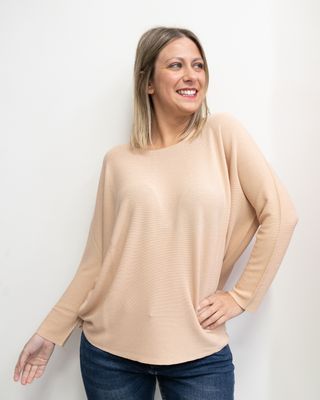 Maglia Kontatto con scollo a cratere beige