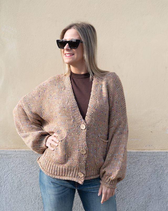Cardigan Haveone cammello multicolor