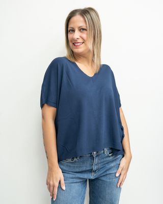 Maglia Vicolo con scollo a V blu