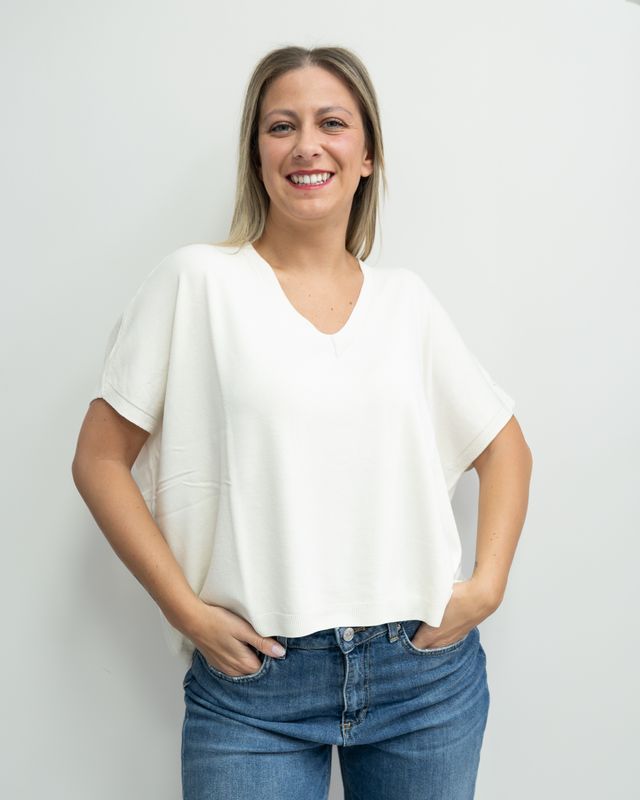 Maglia Vicolo con scollo a V panna