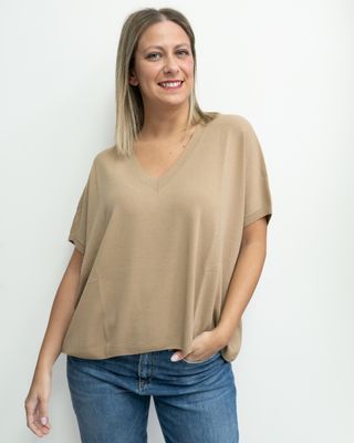 Maglia Vicolo con scollo a V nocciola