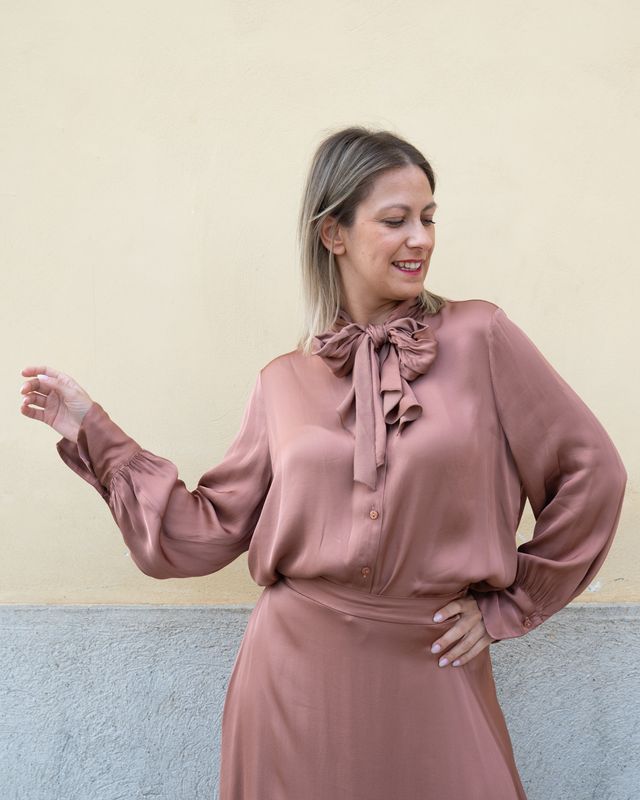 Blusa Haveone con nodo castagna
