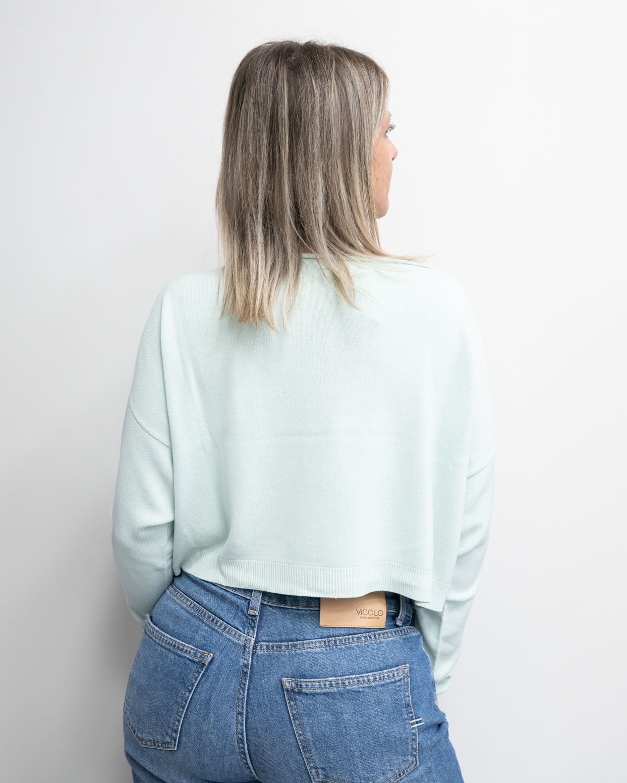 Maglia Kontatto cropped over menta