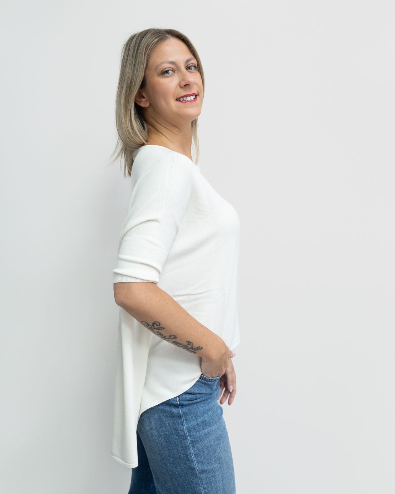 Maglia Vicolo over manica corta panna