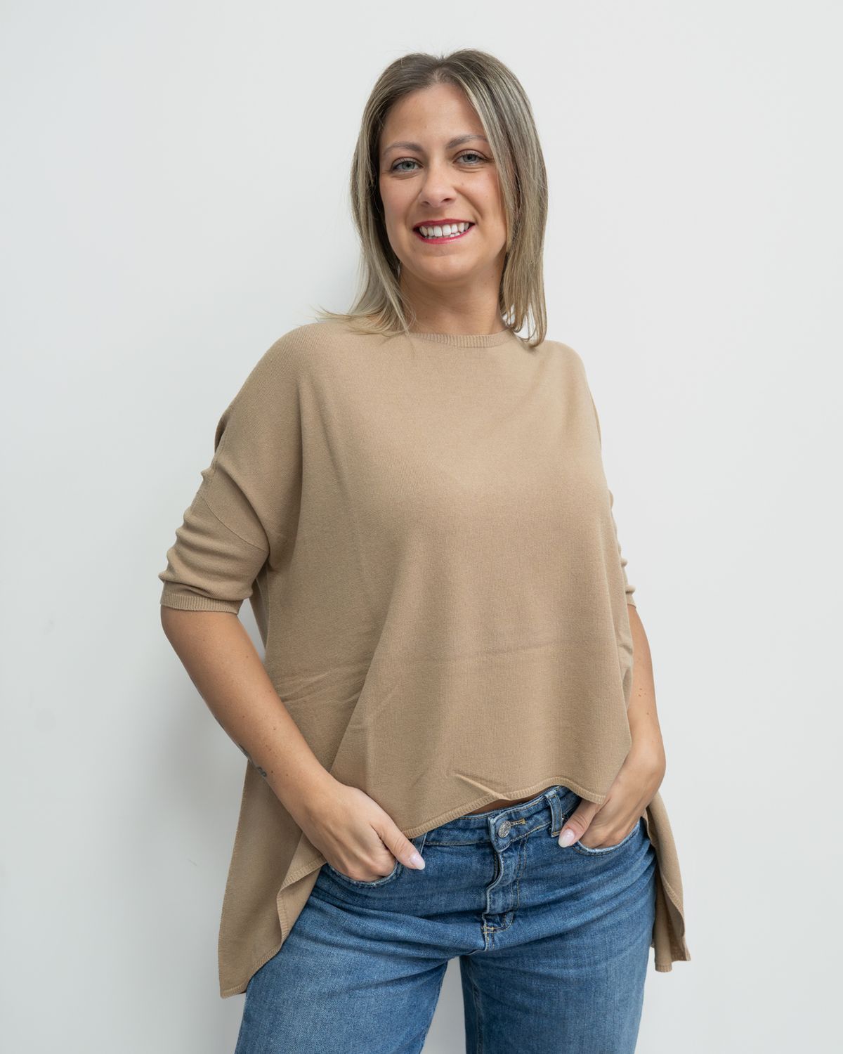 Maglia Vicolo over manica corta nocciola