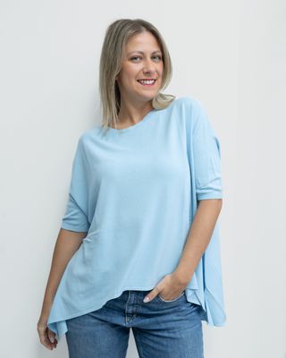 Maglia Vicolo over manica corta cielo