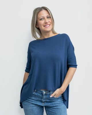 Maglia Vicolo over manica corta blu