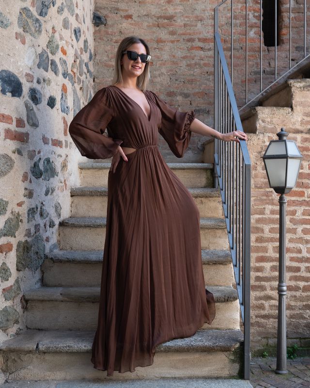 Abito Haveone con dettaglio cut-out ciocciolato