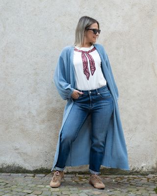 Cardigan lungo Haveone celeste