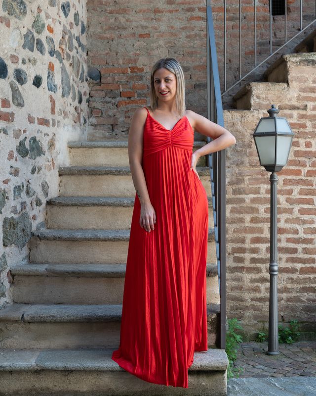 Abito lungo Vicolo  plissè rosso