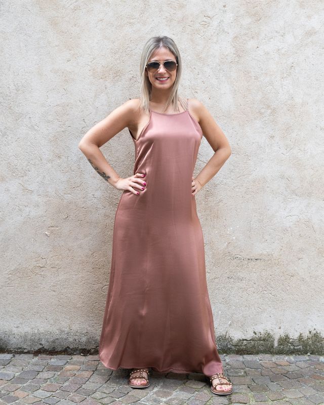 Abito Haveone con scollo pari frontale castagna