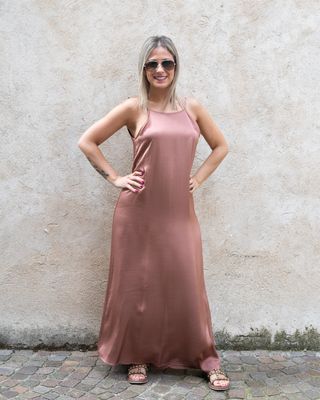 Abito Haveone con scollo pari frontale castagna