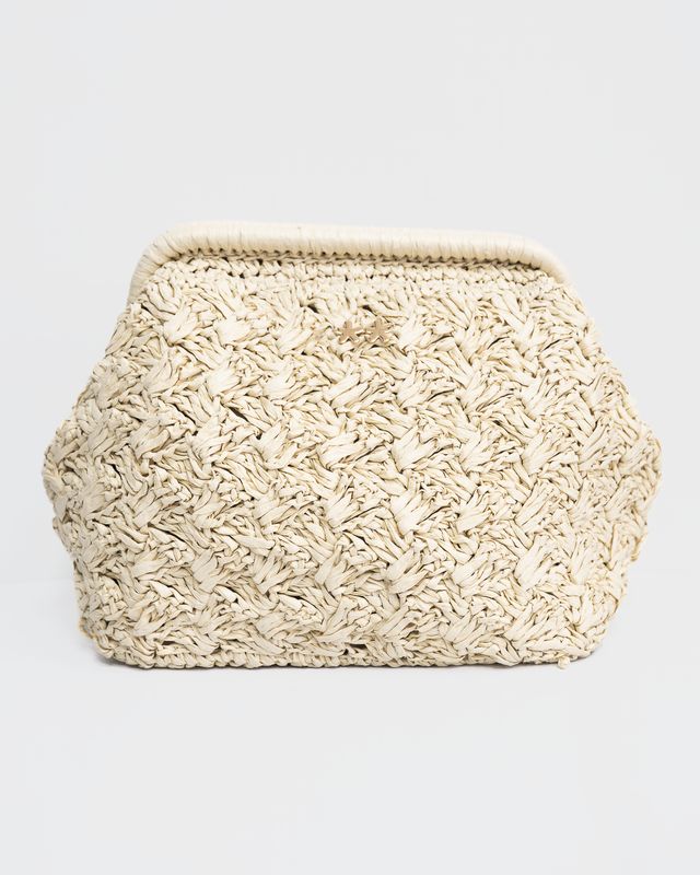 Clutch Fk in raffia beige