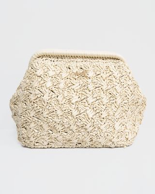 Clutch Fk in raffia beige