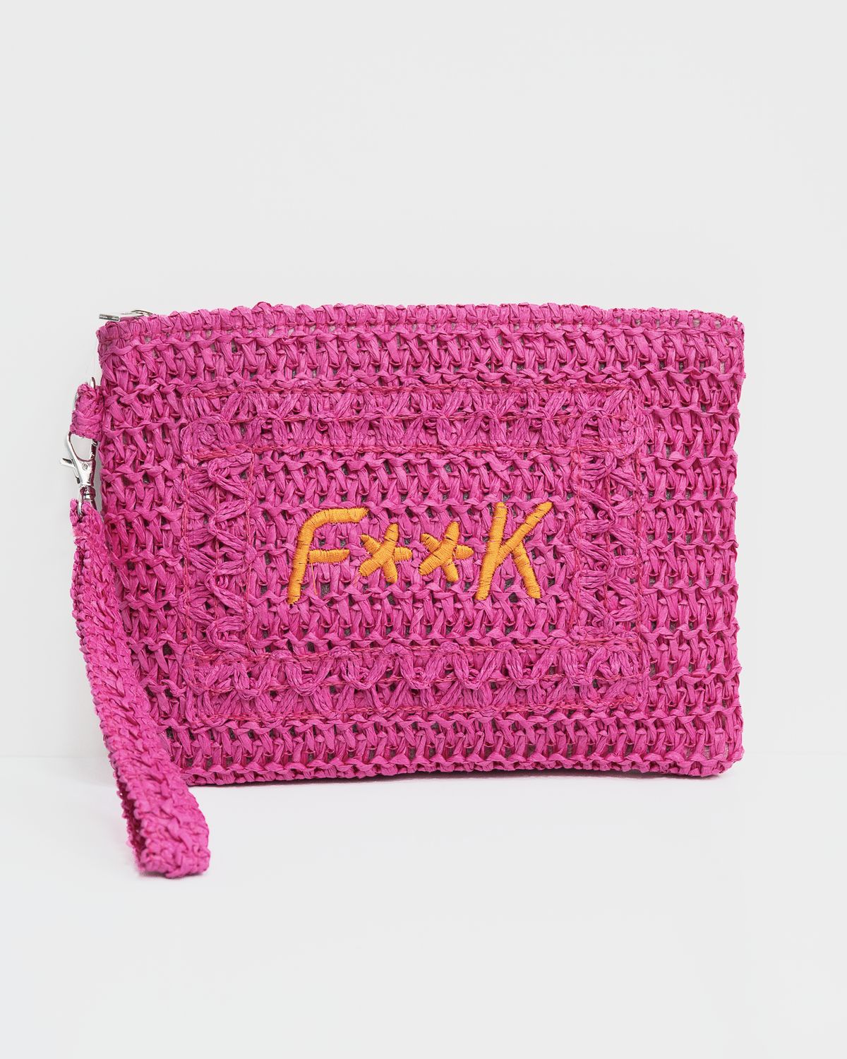Pochette Fk in raffia fucsia