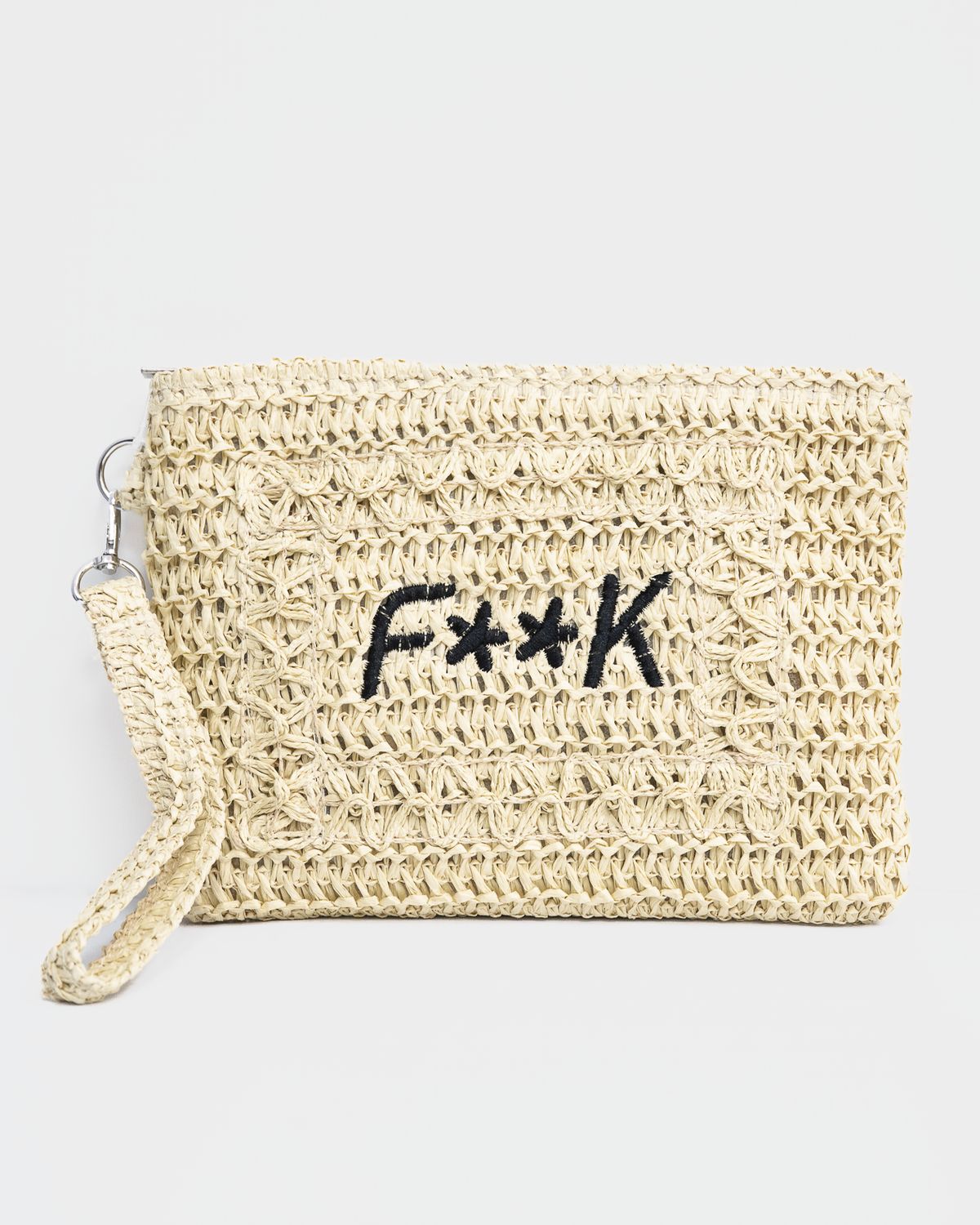 Pochette Fk in raffia beige
