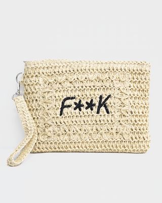 Pochette Fk in raffia beige