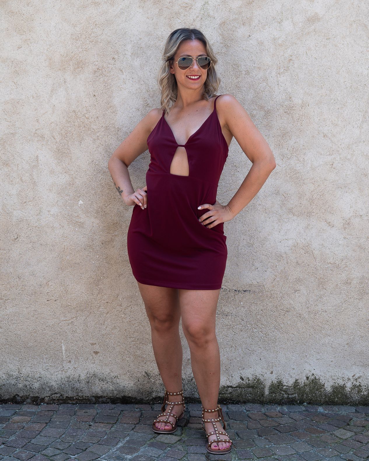 Abito Kontatto cut-out rosso india