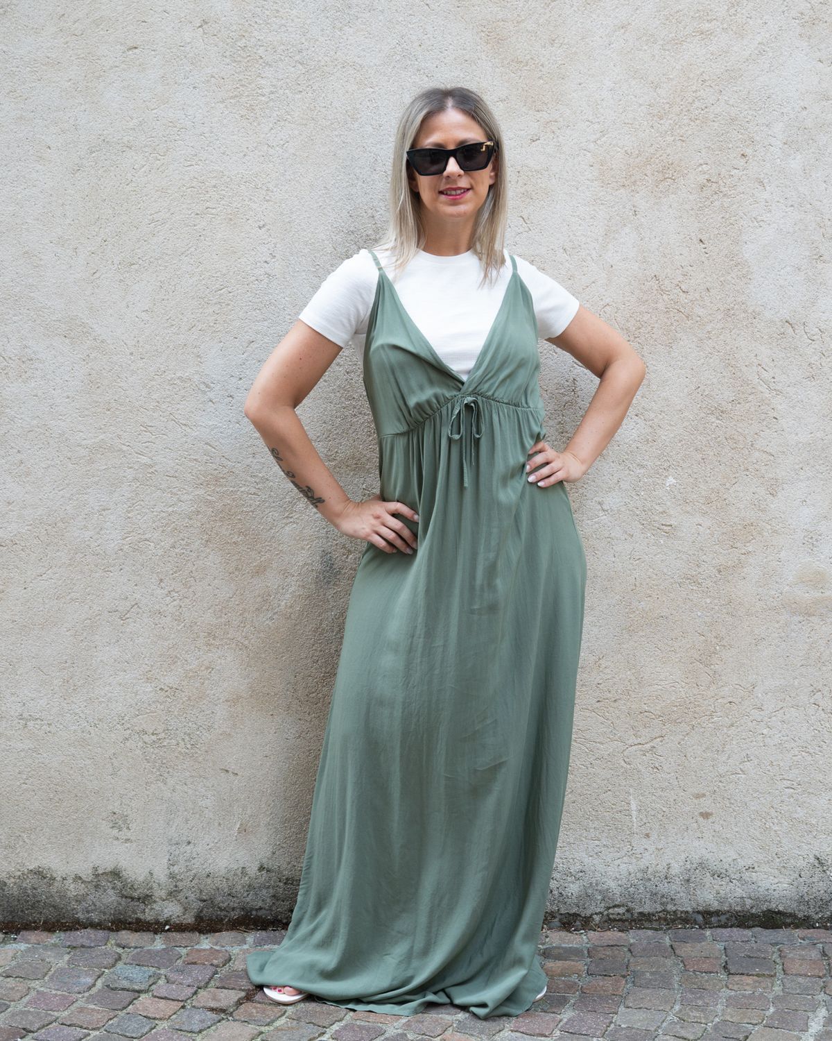 Abito Haveone con fiocchetto verde militare