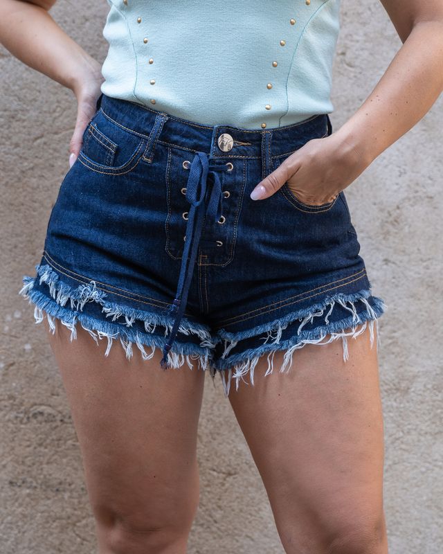 Short Fk con orlo sfrangiato blu denim Short Fk con orlo sfrangiato blu denim