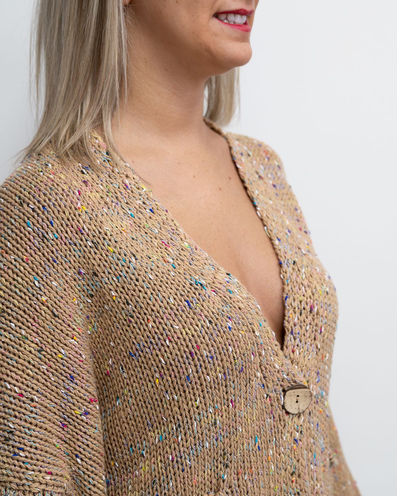 Cardigan HaveOne cammello multicolor