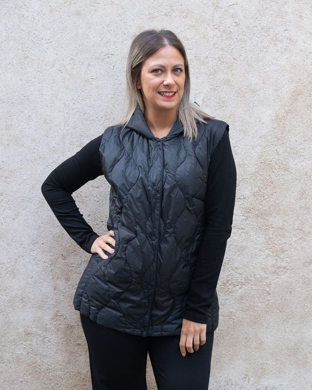 Piumino Ultra Light Vicolo gilet con cappuccio nero