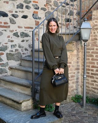 Abito in maglia lungo Art Love verde militare